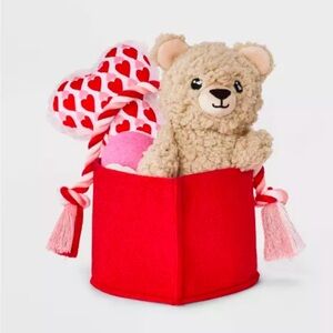 NEW! Doggy Gift Bundle Including Four(4) Toys & One (1) Heart Gift Box